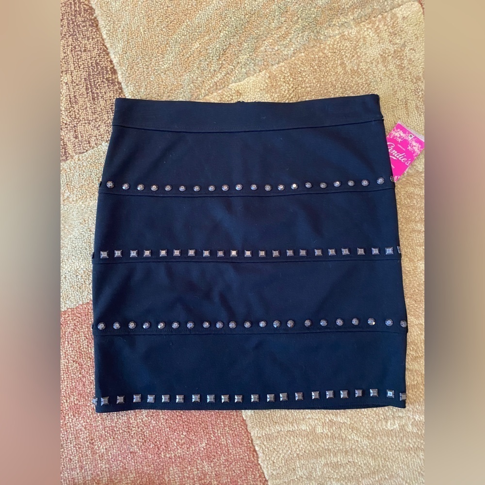 Candie's Black Mini Skirt with Studded Detail